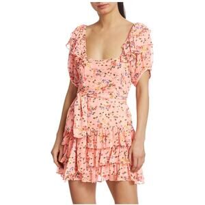 LoveShackFancy Kimbra Ruffle Floral Silk Mini Dress Size 10